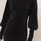 HYFVE Glitter Mock Neck Long Sleeve Mini Dress