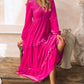 Frill V-Neck Balloon Sleeve Tiered Dress