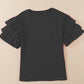 Ruffled Round Neck Short Sleeve Blouse