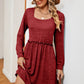 Frill Square Neck Long Sleeve Dress