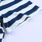 Striped V-Neck Short Sleeve Side Slit Dress