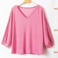 Texture V-Neck Long Sleeve Top