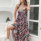 Printed Plunge Sleeveless Midi Dress
