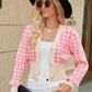 Houndstooth Button Up Long Sleeve Cardigan