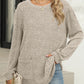 Full Size Pocketed Round Neck Long Sleeve T-Shirt