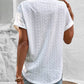Eyelet V-Neck Short Sleeve Blouse