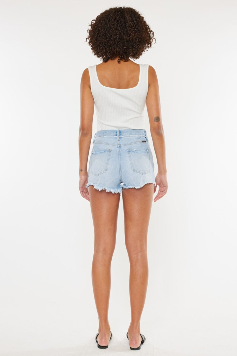 Kancan Distressed Button Fly Denim Shorts *