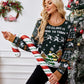 Graphic Round Neck Long Sleeve Sweater