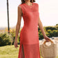 Slit Round Neck Sleeveless Sweater Dress