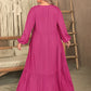 Plus Size Ruffled V-Neck Long Sleeve Dress