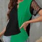 Color Block Notched Short Sleeve T-Shirt