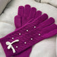 Thermal Pearl Detail Bow Five-Finger Gloves