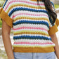 Contrast Round Neck Short Sleeve Sweater