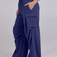 Elastic Waist Wide Leg Pants with Pockets