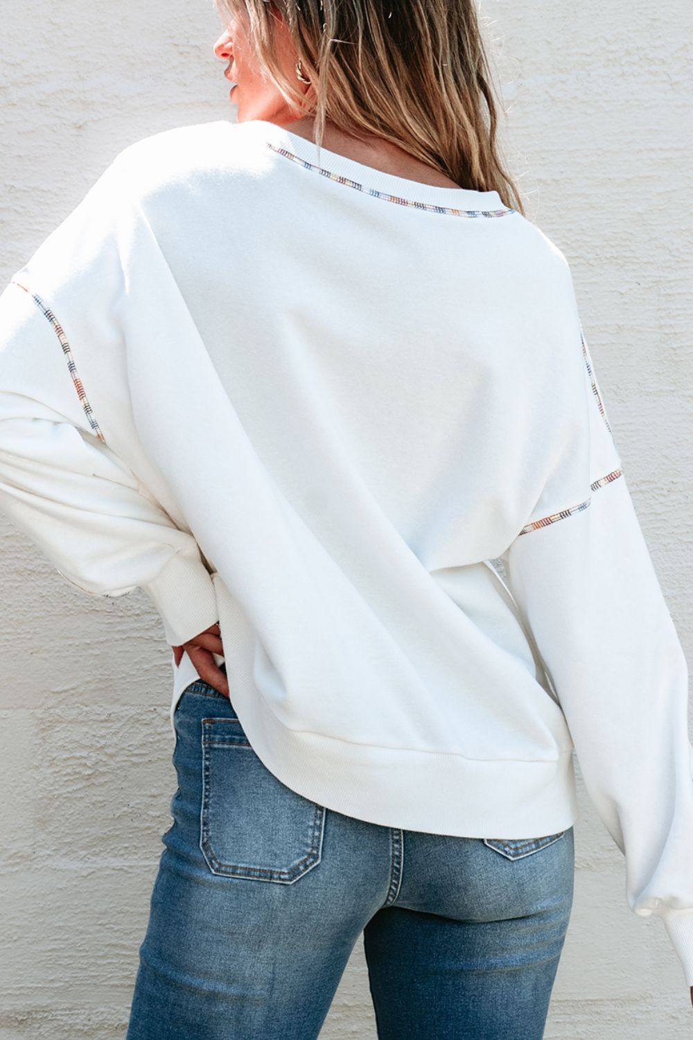 MARDI GRAS White Round Neck Long Sleeve Sweatshirt