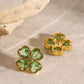 Stainless Steel Zircon Lucky Clover Earrings