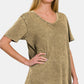 Zenana Washed Short Sleeve V-Neck T-Shirt - Brand Zenana