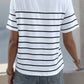Decorative Button Striped Short Sleeve T-Shirt