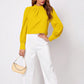 Ruched Mock Neck Long Sleeve Blouse