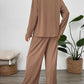 Perfee Quarter Button Long Sleeve Top and Pants Set