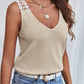 Lace Detail Waffle-Knit V-Neck Tank
