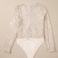 Sequin Surplice Long Sleeve Bodysuit