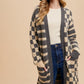 Annie Wear Checkered & Striped Open Front Long Sleeve Cardigan