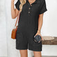 Button Detail Collared Neck Short Sleeve Romper