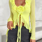 Flower Scoop Neck Long Sleeve Top