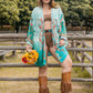 Plus Size Printed Open Front Long Sleeve Cover Up