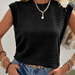 Opaque Basic Style Round Neck Cap Sleeve Blouse