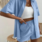 Button Up Short Sleeve Shirt and Shorts Set