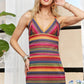 ADORA Contrast Striped V-Neck Mini Dress