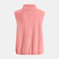 Full Size Fuzzy Zip Up Vest Coat with Pockets