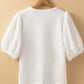 Textured Round Neck Puff Sleeve Blouse