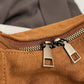Ruched Suede Handbag with Zipper