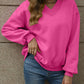 V-Neck Long Sleeve Dropped Shoulder Sweatshirt