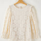 Flower Jacquard Flounce Sleeve Blouse