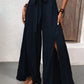 Tied Slit Wide Leg Pants