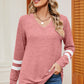 Striped V-Neck Long Sleeve T-Shirt