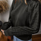 Eyelet Round Neck Long Sleeve Sweatshirt