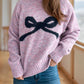 Bow Round Neck Long Sleeve Sweater