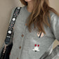 Button Up Round Neck Long Sleeve Cardigan