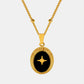 Gold-Plated Titanium Steel Oval Shape Pendant Necklace