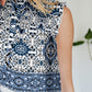 Frill Printed Mock Neck Top