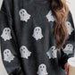 Glitter Ghost Round Neck Long Sleeve Sweatshirt
