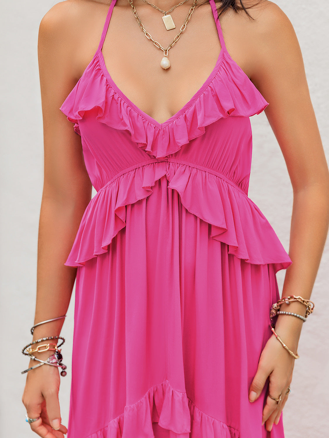 Ruffled Halter Neck Maxi Dress