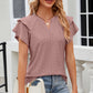 Full Size Eyelet Notched Flutter Sleeve T-Shirt