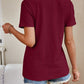 Full Size Eyelet V-Neck Short Sleeve Top