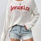 Letter Round Neck Long Sleeve Sweater